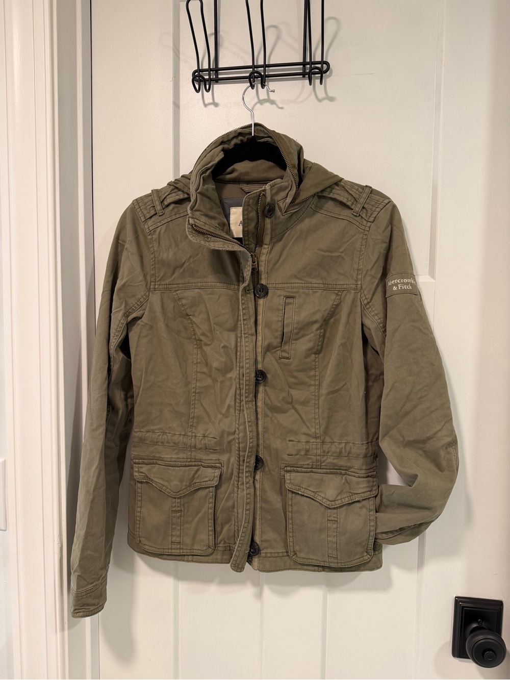 Abercrombie & Fitch Olive Green Utility Jacket with Hood